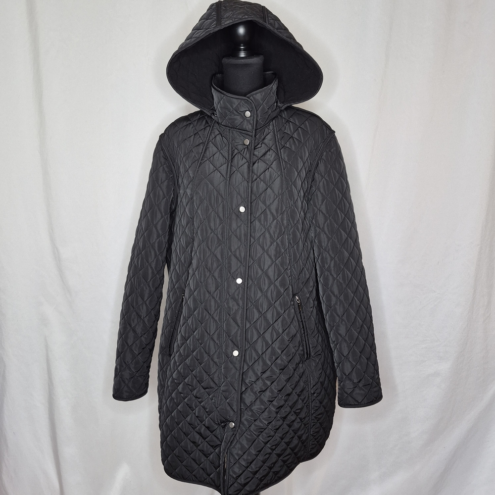 Coldwater Creek Quilted Hooded Coat in Black - Picture 6 of 16